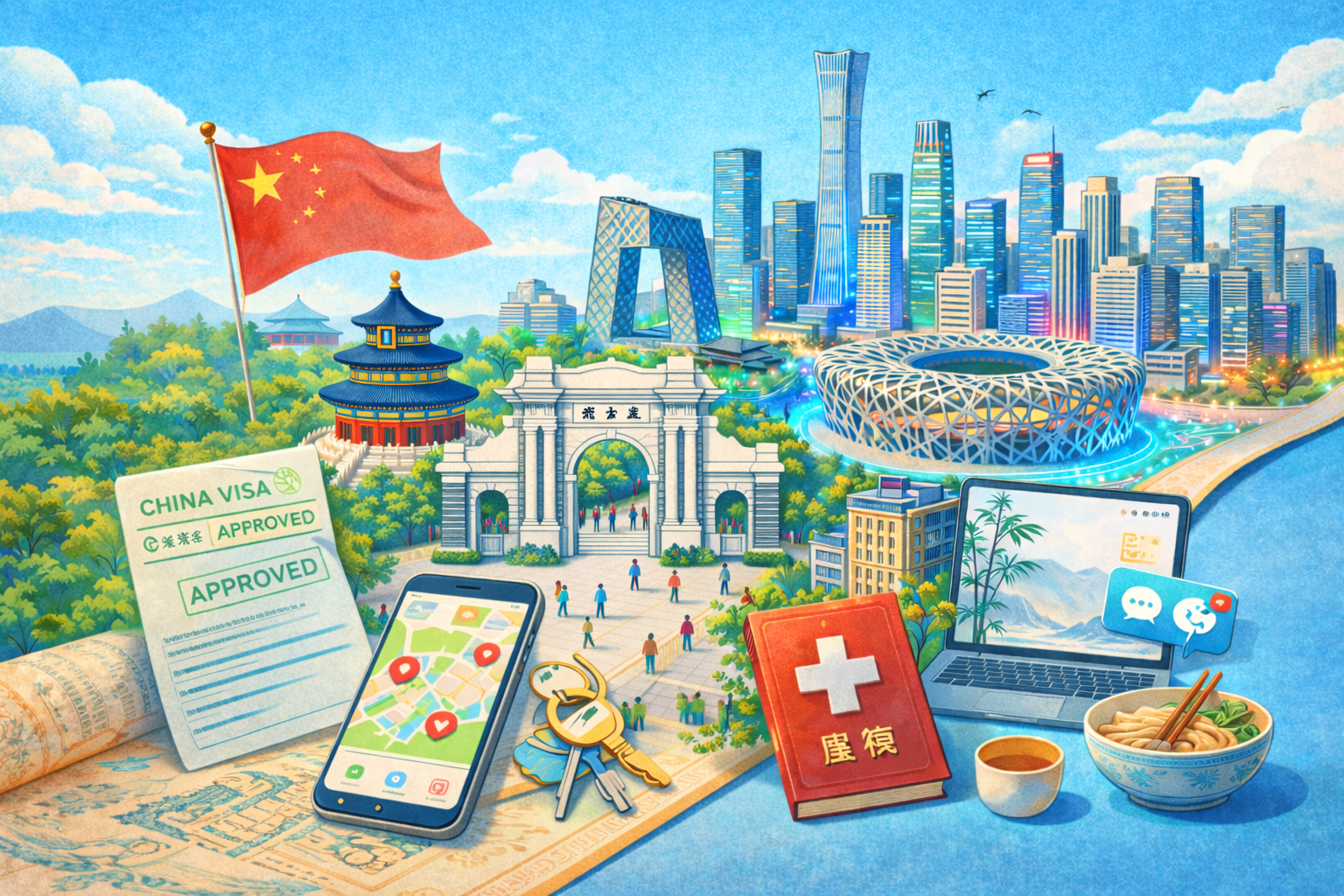 A ChatGPT-generated image showing the essentials for living in Beijing.